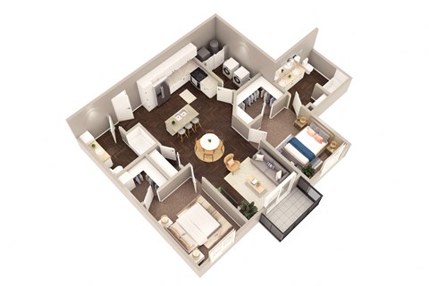 Floor plan for 2 beds, 2 baths, 1131 sqft